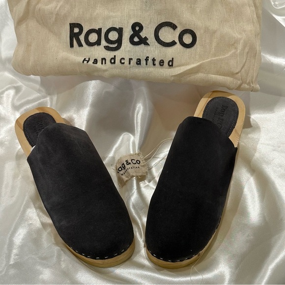 Rag And Co Darcie Clogs Suede Wooden Heel Dark Grey Size 7 Boho Chic Indie Fall - Picture 6 of 15